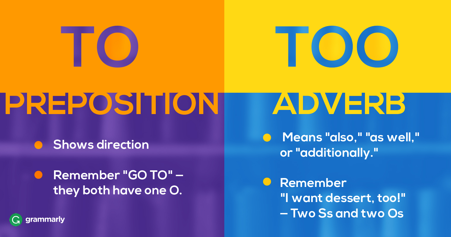 To vs. Too: How Should You Use To and Too? | Grammarly