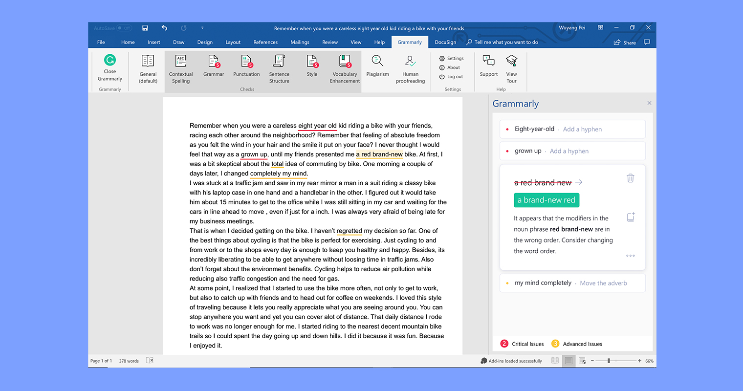Grammarly for Microsoft Office