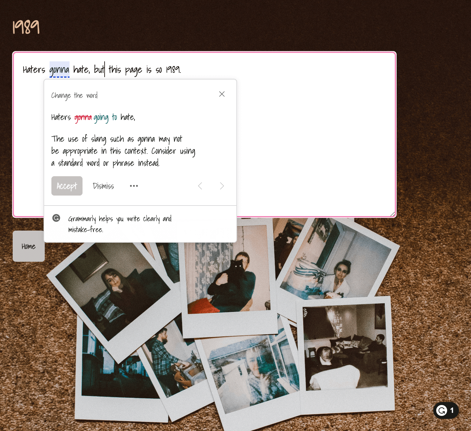 Screenshot of the page for Taylor Swift’s 1989.
