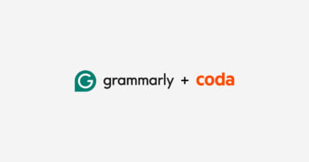 An image showing Grammarly's logo and Coda's logo with a plus sign in between