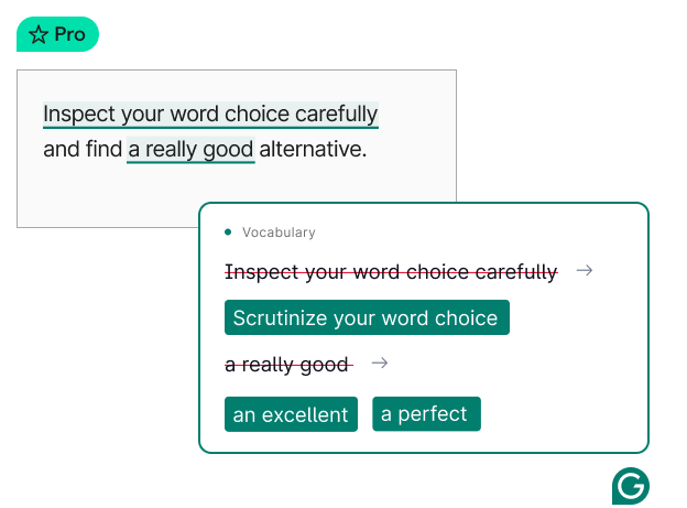 Grammarly editing product example