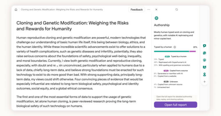 Authorship product example